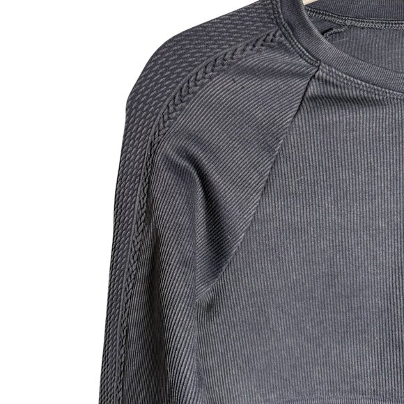 Offline By Aerie Long Sleeve Ribbed Cropped Top M Black NWOT - Picture 6 of 6
